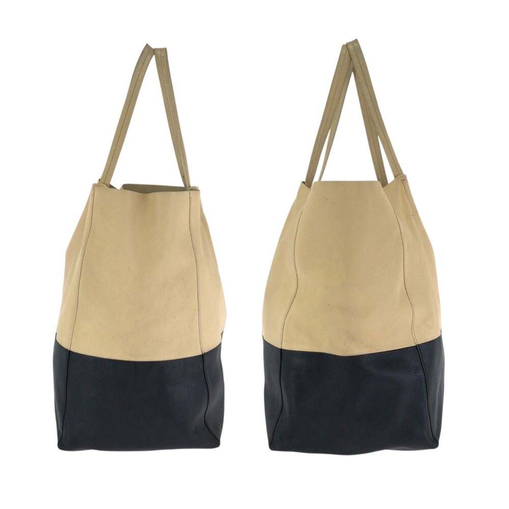 CELINE Horizontal Cabas Bicolor Beige Black Gold Hardware Leather Tote Bag Sh... - Picture 8 of 10